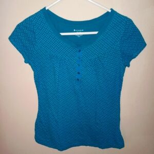 No boundaries M teal polka dot blouse